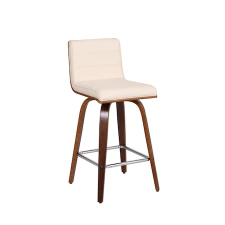 Armen Living Vienna 26" Swivel Counter Stool in Walnut Wood Finish with Cream Faux Leather LCVIBACRWA26